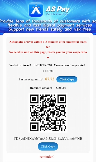 Step 2: Copy the QR code and open your USDT wallet to transfer funds